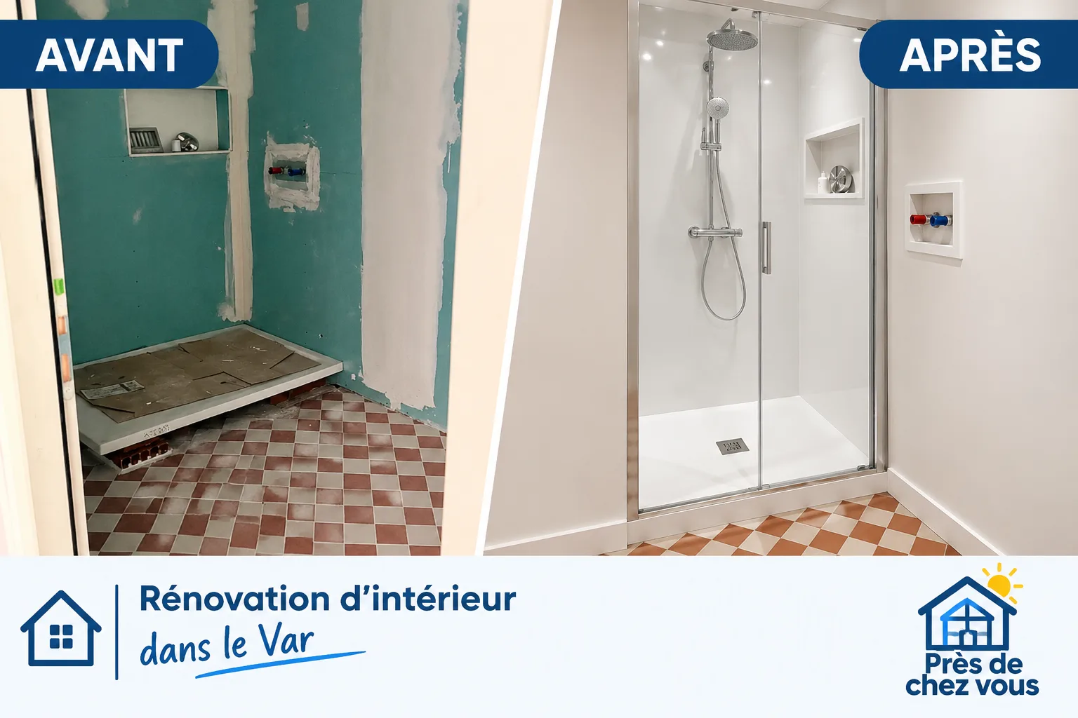 Avant-après rénovation de douche Avant-après rénovation de douche