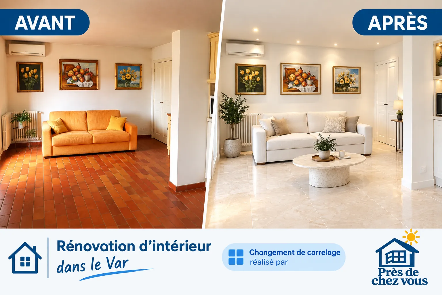 Transformation intérieure carrelage _ avant-après Transformation intérieure carrelage _ avant-après